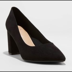 A New Day Black Suede Chunky Heels